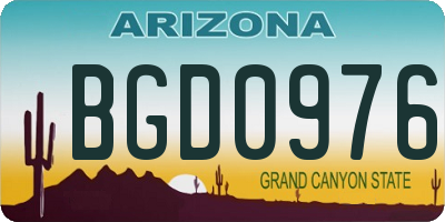 AZ license plate BGD0976