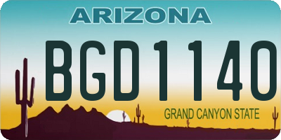 AZ license plate BGD1140