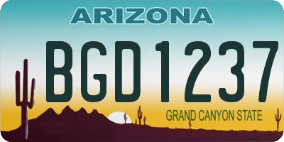 AZ license plate BGD1237