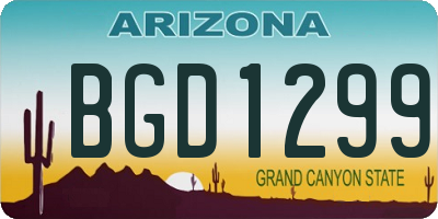 AZ license plate BGD1299