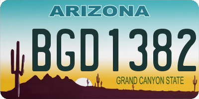 AZ license plate BGD1382