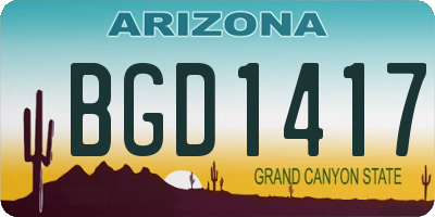 AZ license plate BGD1417