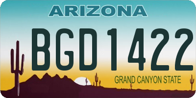 AZ license plate BGD1422