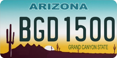 AZ license plate BGD1500