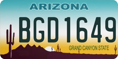 AZ license plate BGD1649