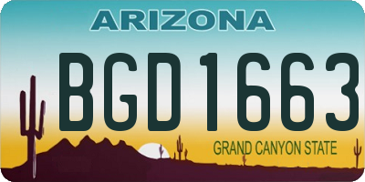 AZ license plate BGD1663