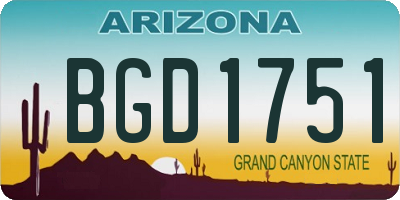 AZ license plate BGD1751