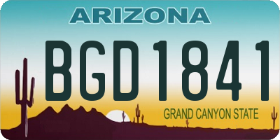 AZ license plate BGD1841