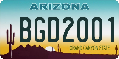 AZ license plate BGD2001