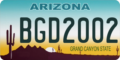 AZ license plate BGD2002
