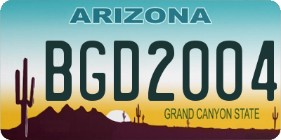 AZ license plate BGD2004