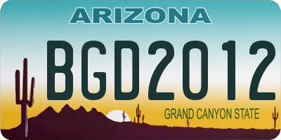 AZ license plate BGD2012