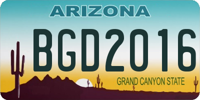 AZ license plate BGD2016