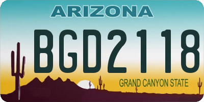 AZ license plate BGD2118