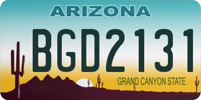 AZ license plate BGD2131