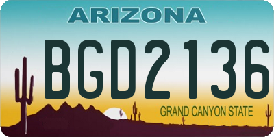 AZ license plate BGD2136