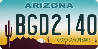 AZ license plate BGD2140