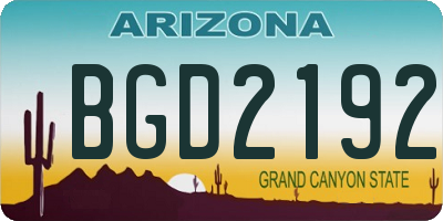 AZ license plate BGD2192