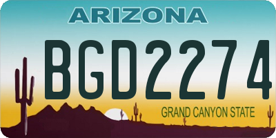 AZ license plate BGD2274