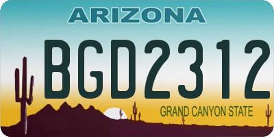 AZ license plate BGD2312
