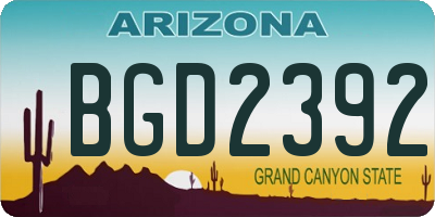 AZ license plate BGD2392