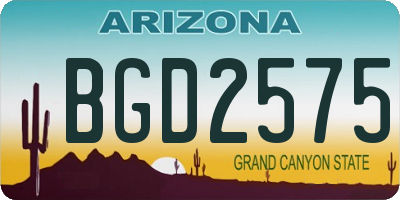 AZ license plate BGD2575
