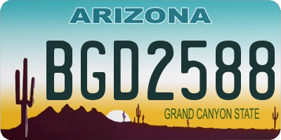 AZ license plate BGD2588