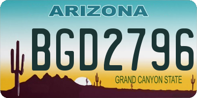 AZ license plate BGD2796
