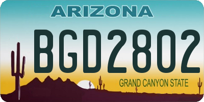 AZ license plate BGD2802