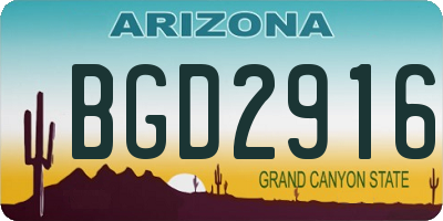 AZ license plate BGD2916