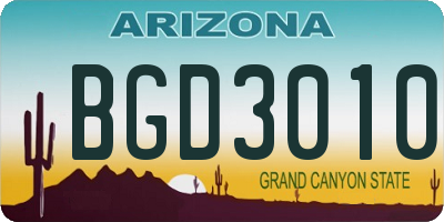AZ license plate BGD3010
