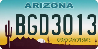 AZ license plate BGD3013