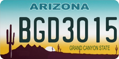 AZ license plate BGD3015