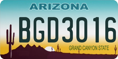 AZ license plate BGD3016