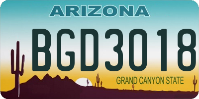 AZ license plate BGD3018