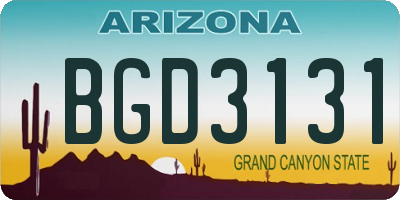 AZ license plate BGD3131
