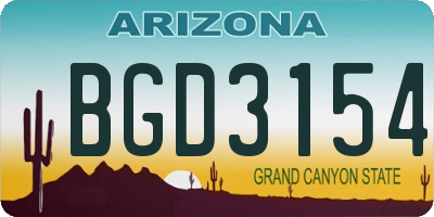 AZ license plate BGD3154