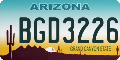 AZ license plate BGD3226