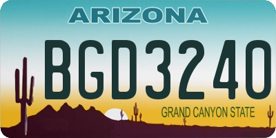 AZ license plate BGD3240