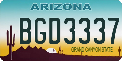 AZ license plate BGD3337