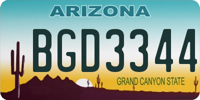 AZ license plate BGD3344