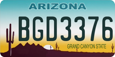 AZ license plate BGD3376