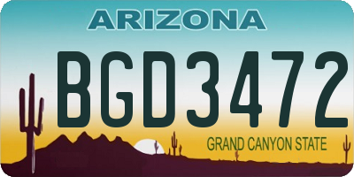 AZ license plate BGD3472
