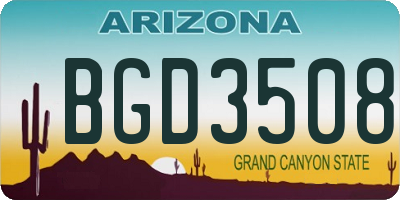 AZ license plate BGD3508