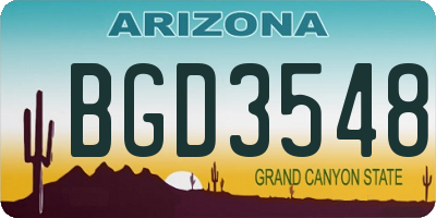 AZ license plate BGD3548