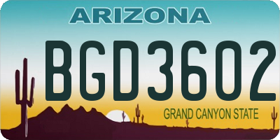 AZ license plate BGD3602