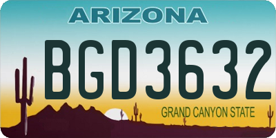 AZ license plate BGD3632