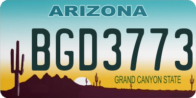 AZ license plate BGD3773