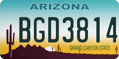 AZ license plate BGD3814