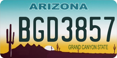 AZ license plate BGD3857